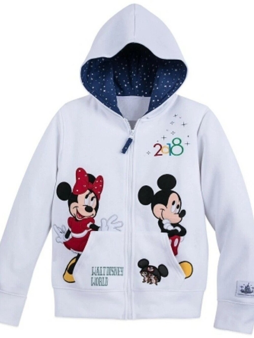 Disney Parks 2018 Mickey & Minnie White Zip Hoodie XL